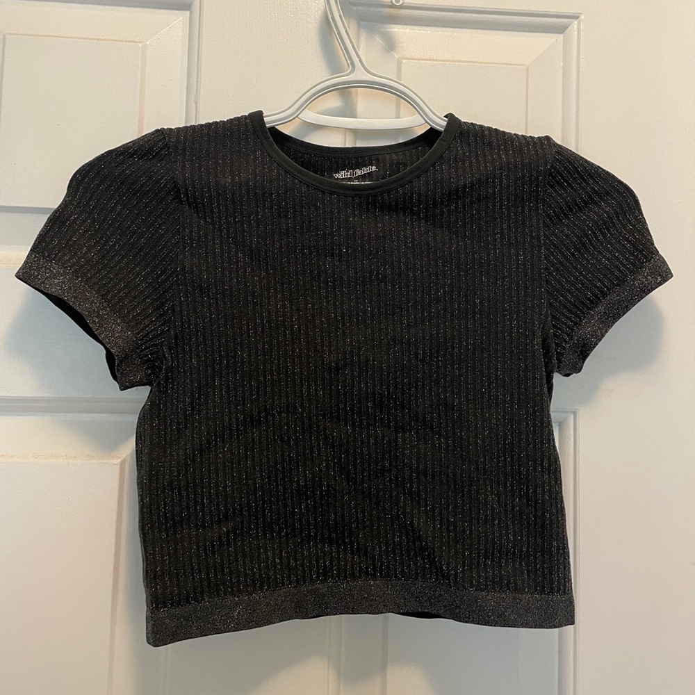Wild Fable Black Sparkle Short Sleeve Crop Tee